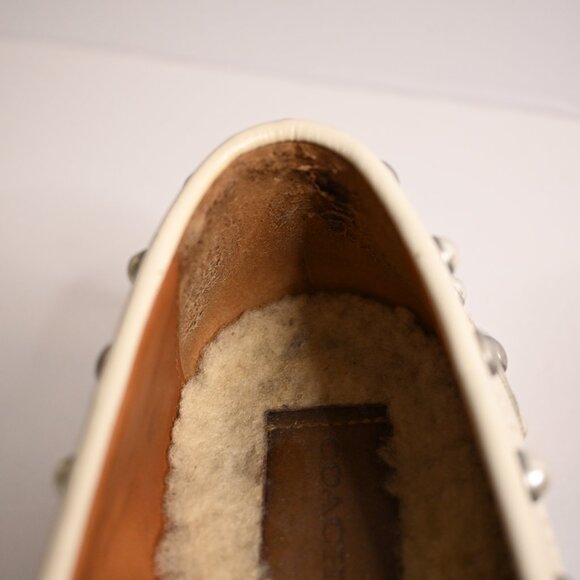 Coach White Lenox Leather Platform Loafers with Removable Sherpa Insoles - Picture 9 of 9